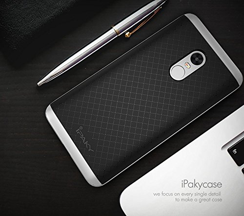 Xiaomi Redmi Note 4X Funda  Ipaky Protecci  n interna TPU Flexible  Ultra Resistente  Marco Exterior R  gido PC efecto Metal  Anti Golpes  Carcasa H  brida Bumper Redmi Note 4X - Plata
