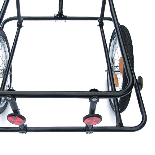 Fahrradanhänger, Transportanhänger 158 x 69 x 93 cm schwarz, mit Kunststoffwanne 90 liter, Handgriffe und Kupplung - 4