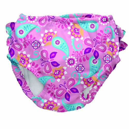 Iplay Ultimate Ruffle Swim Diaper - M&M 2014 IP711153-200-47 Swim Nappy with Flounce and UV Protection 50+; Light Pink Paisley, 3T/3 Years