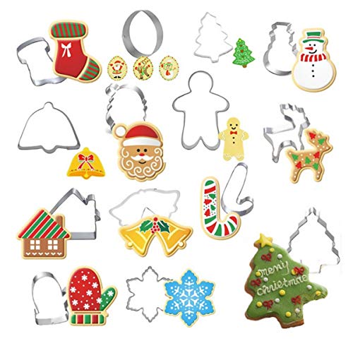 Freebily 14Pcs Cortadores para Galleta de Fiesta Navidad Moldes de Galleta Pastas en Formas Navideña Variadas Fiesta Navidad Galletas