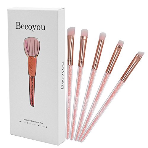 Make Up Pinsel Set, Becoyou 5 Stück Professionelle Augenpinsel Schmink Pinsel Set Augenbrauen Lidschatten Eyeliner Kosmetik Pinsel (Rosa)