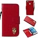 Produktbild HuaWei P9 Lite Hülle,Alfort HuaWei P9 Lite Schutzhülle, Simulations-Retro-Ledertasche Flip Wallet Lederhülle Elegant Design Premium PU Leder Hohe Qualität Tasche Case Cover Kasten Abdeckung Wallet für HuaWei P9 Lite Smartphone Funktion Standfunktion Unterstützte Telefone und Magnetverschluss ( Rot )