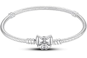 KUNSIR Armbänder Damen Moments Schlangen-Gliederarmband für Bead Charm,Armkette Silber 925 Mit Pandora Bead Charm, Valentinstag Muttertag Geburtstags Geschenk B2