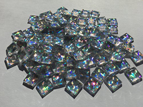 200 Stück 11mm selbstklebende glitzernde aurora borealis Mosaik Steinchen Bunte Disco Kugel Effekt Regenbogen Mischung Deko Strasssteine eckige Acrylsteine Opaleffekt Regenbogeneffekt Laser Optik Regenbogensteine transparent klar kristall basteln Gltzersteine Schmucksteine Strass Steine zum Verzieren Dekorieren von CRYSTAL KING - 3