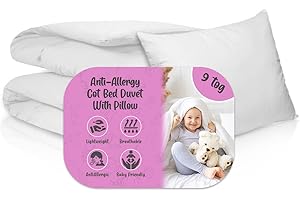 EGYPTO 9 Tog Anti-Allergy Cot Duvet and Pillow Set – Soft & Lightweight Toddler Duvet – Machine Washable – Cot Bed Duvet for Children, Toddlers (120cm x 150cm, 9 TOG)