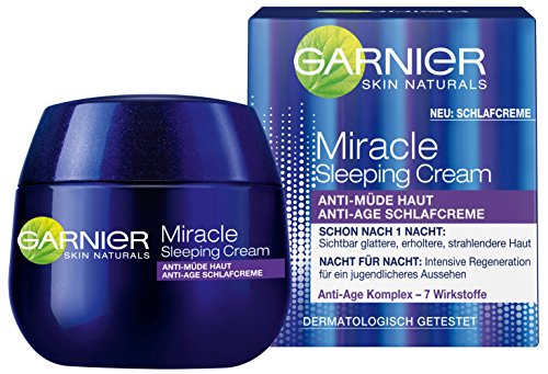 Garnier Miracle Sleeping Cream / Nachtcreme Anti-Müde Haut (mit Anti-Age Komplex und 7 Wirkstoffen) dermatologisch getestet, 1er Pack – 50 ml - 3