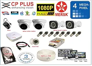 CP Plus 4 Ch HD Dvr and Mersk Full HD (4MP) CCTV Camera Kit with (All Required Accessories) Note : No Installation Service
