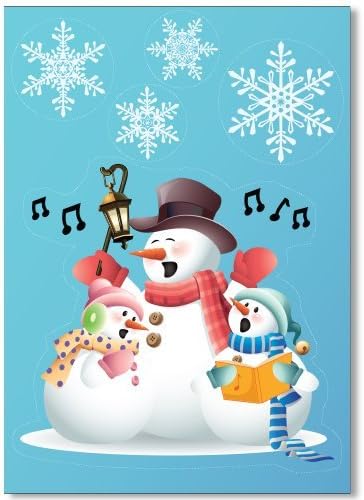 Singing Snowmen Window Cling with 32 Elegant Snowflake Window Stickers - Quick & Simple Christmas Decorations - Glueless Vinyl Stickers