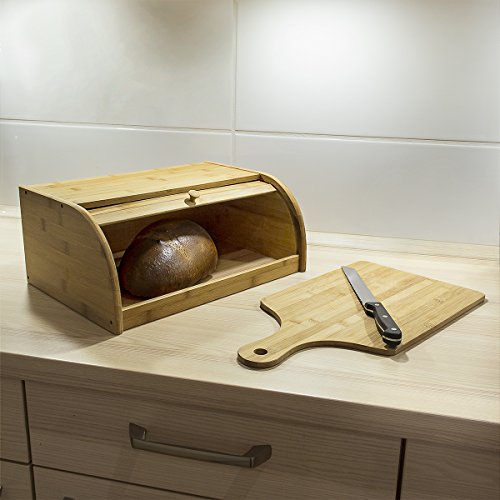 Relaxdays Bambus Brotbox mit Rolling Deckel, braun, mittlere Holz Ton - 2