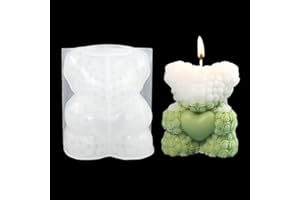 Zayookey Rose Bear Candle Mold for Epoxy Resin 3D Candle Making Resin Mold Animal Soap Silicone Mold Teddy Bear Casting Mould for DIY Aromatherapy Wax Candle Soap