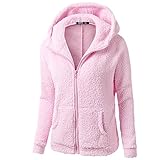ITISME Damen Strickjacke Frauen Kapuzenpullover Mantel Winter Warme Wolle Reißverschluss Mantel Baumwollmantel Outwear