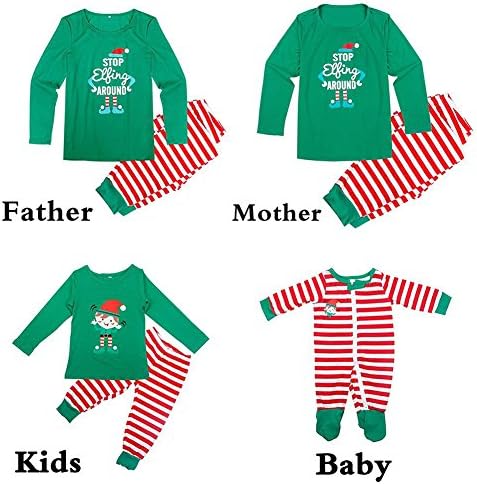 Beautydecor Family Christmas Kids Adult Clothes Matching Outfits Set Long Sleeve Homewear (0-6Months Baby's )