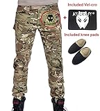 WorldShopping4U Hommes Paramilitaire Combat Pantalons Pantalon avec genouillères Multicam MC pour Tactique Militaire Armée Airsoft Paintball Large Multicam