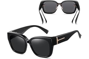 Musivon Übergröße Überzieh Sonnenbrille Herren und Damen, Quadratisch Nachtsichtbrille für Autofahrer, Polarisierte Nachtfahrbrille für Brillenträge UV400 Schutz HD Gelb Gläser für Fahren