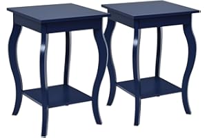 LIFEZEAL Set di 2 Comodini Camera da Letto, Comò, in Legno, Tavolino da Notte a 2 Ripiani, Tavolino Basso da Divano, Portaoggetti, Semplice, Moderno, Max 17kg, per Soggiorno, Salotto, 40x40x60cm, Blu