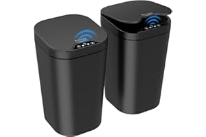 Kssvzz 2er Set Mülleimer Bad mit Sensor, 10L Automatischer Mülleimer mit Deckel, Elektrischer Mülleimer für Büro, Schlafzimmer, Küchen (Schwarz)