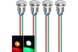 Gebildet Témoin Lumineux D'économie D'énergie Bicolore(Vert et Rouge) 12mm (1/2pouce),lumière LED Bicolore 12mm 12V/24V/20mA pour Montage sur Panneau pour Voiture,Bateau,Pièces Automobiles (Lot de 4)