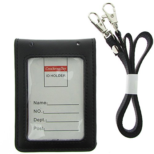 CMXSEVENDAY C68806 Faltender Echtleder-ID-Kartenhalter mit 2 ID-Fenstern, Vertikaler Stil - Schwarz