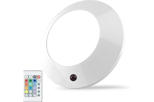 HONWELL Battery Operated LED Ceiling Light, Colour Changing with Remote Control, Wireless Light for Hallway, Closet, Shower, Shed, Corridor, Bedroom, Bathroom Mood Lighting, 5 Inch