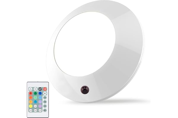 HONWELL Plafonnier LED à Piles Salle de Bains Éclairage Plafonnier Télécommandée Lumière LED de Plafond sans Fil pour Bain, Escalier,16 Couleur
