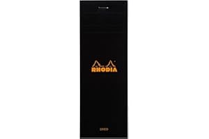 RHODIA 86009C - Stapled Notepad N°8 Shopping Black - 7.4x21 cm - Lined - 80 Detachable Sheets - 80G Clairefontaine Paper - Soft, Resistant and Waterproof Coated Card Cover - Basics