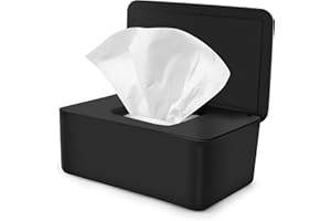 VONSERA Caja Toallitas Humedas, Dispensador de Toallitas Húmedas con Tapa, Cajas de Servilletas para Guardería Coche Cocina Baño (Negro)
