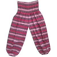 Mogul Interior Baggy Pant Pink Lines Floral Printed Yoga Harem Trousers