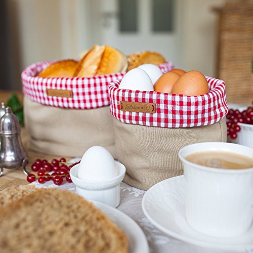 Eifelnah(t) Utensilo Set | Nusskorb oder Brotkorb | echte Handarbeit aus der Eifel | aussen Baumwollen in Leinen-Optik innen Baumwolle | dick gefüttert | standfest | 2 Körbe im Set enthalten