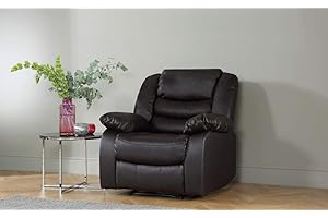 DProT Recliner Sofa Leather bonded Reclining Sofa Suite Sofas Chair 3 2 or 1 Colour Brown (1 Seat Chair)