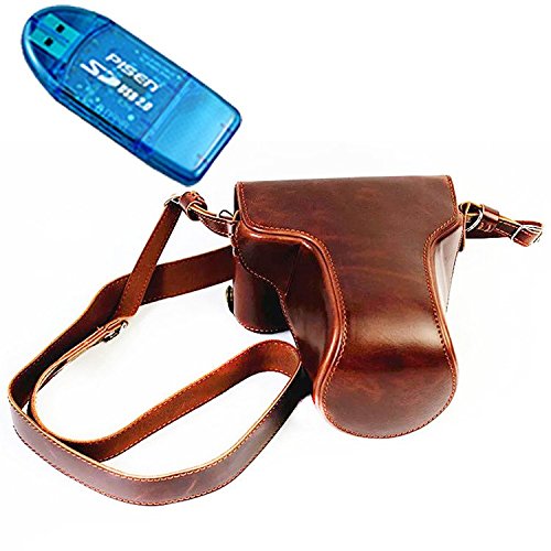 First2savvv XJD-XA2-HH10G10 Premium Qualität braun Ganzkörper- präzise Passform PU-Leder Kameratasche Fall Tasche Cover für Fujifilm Fuji XA2.XA1.XM2.XM1 mit SD-Kartenleser