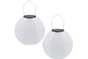 FGEN Outdoor Solar Lanterns - 20cm Hanging Garden Lanterns - Waterproof LED Garden Lantern - for Party Garden Patio Decoration (2pcs)