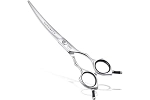 HASHIMOTO Nożyczki do pielęgnacji psów, zakrzywione nożyczki do pielęgnacji psów, 16,5 cm, zakrzywione ostrze 30 stopni, lekkie, nożyce dla zwierząt domowych do przycinania twarzy i łap.