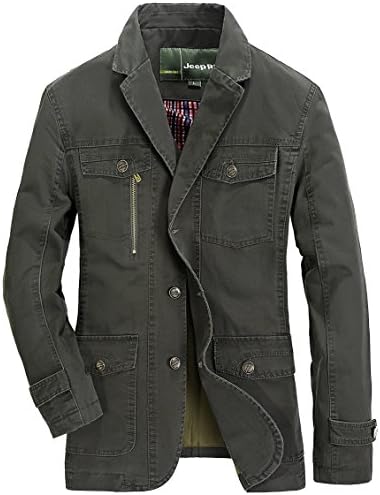 NBNNB Spring Autumn Outdoor Tops Men's Cotton Multi-Pocket Lightweight Military Jacket Coat Classic Blazer Outerwear (XXL, Green)