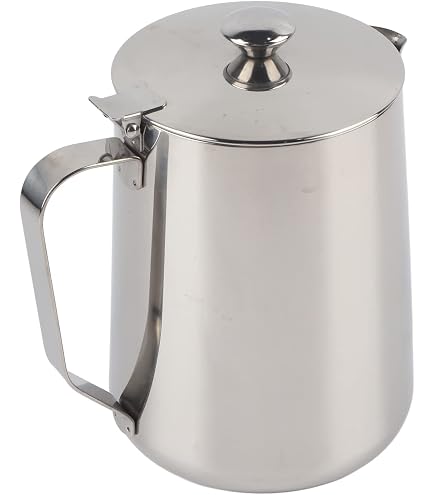 Brocca Per Latte In Acciaio Inox 350ml – Schiumalatte Con Beccuccio Curvo A 120° E Manico Ergonomico, Con Coperchio