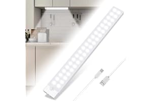 ‎TAILCAS Tailcas LED Bewegungsmelder Schrankleuchten, Dimmbar USB Wiederaufladbar LED Unterbauleuchte Küche, 40LED 6000K Kaltweiß Unterbauleuchte Küche Led, Auto/On/Off für Kleiderschrank Treppe 30cm
