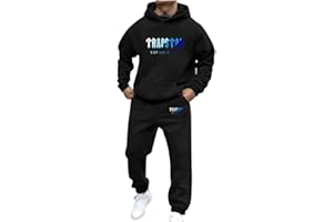 Generico NOFS Tracksuit Uomo Tuta Sportiva,Hip Hop Fleece Tracksuit TUTA Uomo,Lettere Stampa Tuta Sportiva Felpe con Cappuccio Larghe e Pantaloni in 2 Pezzi Tuta per Il Tempo Libero Streetwear