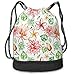Produktbild BAOQIN Funny Dance Gift Unisex Drawstring Fashion Beam Backpack Flower Floral Leaves Print Backpack Travel Gym Tote Cosmetic Bag