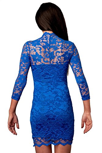 Womens V Neck Scalloped Stretch Lace Bodycon Party Club Mini Dress (16)