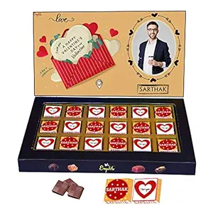 Expelite Personalized Name Chocolate on Valentines For Boyfriend - 18 Pc Valentine Chocolate Gift Box