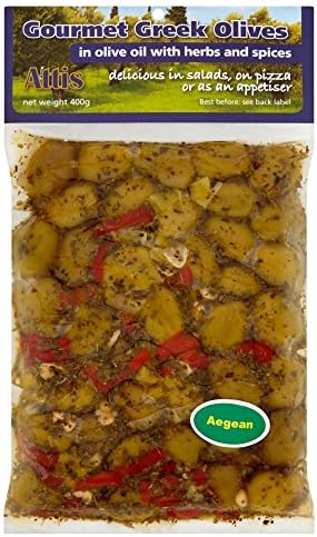 Attis Gourmet Greek Aegea Pitted Olives in Olive Oil, 400 g