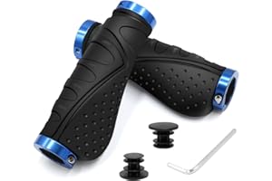HNOOM Puños Bicicleta Montaña Puños MTB Ergonomicos Antideslizante Caucho Puños Manillar Bicicleta Aluminio Doble Bloqueo de 22mm Universal Puños para Bicicleta de Montaña, BMX, Scooter Puños