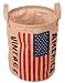 GreenForest Linen Round Laundry Storage Basket with the Stars and the Stripes