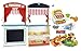 Price comparison product image 5 in 1 SET Wooden theater, shop with wooden grocery products (two side) + Cash register with a calculator and barcode scanner + colorful puppets + Food set 46 pcs.