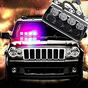 Automaze LED Red Blue Flasher Strobe Light With Flashing Modes, Car Police Emergency Light (16 LED)