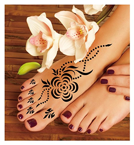 Henna Tattoo Schablone Vorlage 10 Sheet + 2 Henna Golecha Kegel Farbe schwarz Neela 10 Henna Bemalung - 3