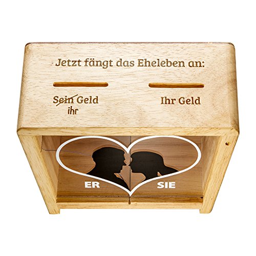 Lustige Spardose zur Hochzeit - Spruch-Spardose für Eheleute als Geldgeschenk – mit Herz Aufdruck - Hochzeitsgeschenk