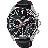 Lorus Mens schwarzes Leder Chronograph RT307GX9