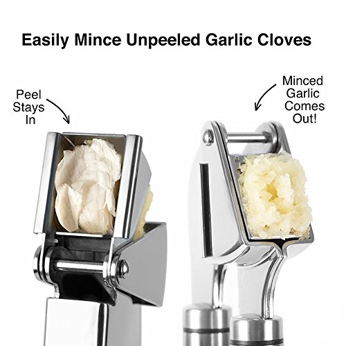 SIEGES Knoblauchpresse mit Silikon Knoblauchschäler Ingwerpresse sowie Nussknacker Garlic Press Praktische Küchenhelfer für Hausfrau Koch - 4