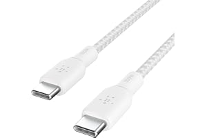 Belkin USB Type C to C Cable, 100W Power Delivery USB-IF Certified 2.0 USB C Charger Cable with Double Braided Nylon Exterior for iPhone 16, 15, iPad, MacBook, Galaxy, Pixel and More -2 m, white