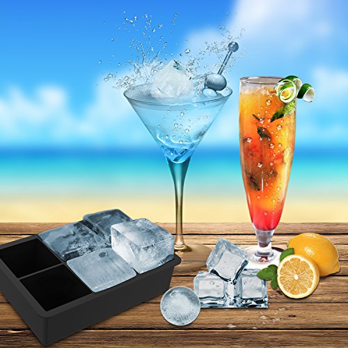 Eiswürfelform Eiskugelform 6-Fach im 2 Sätze Silikon Eiswürfel Kugelförmige und Würfelförmige Form Big Size Ice Ball für Kinder mit Pudding Milch Saft oder für Erwachsene mit Biere Cocktails Whisky 100% BPA Geruchlos Eiswürfel Silikonforme - 7